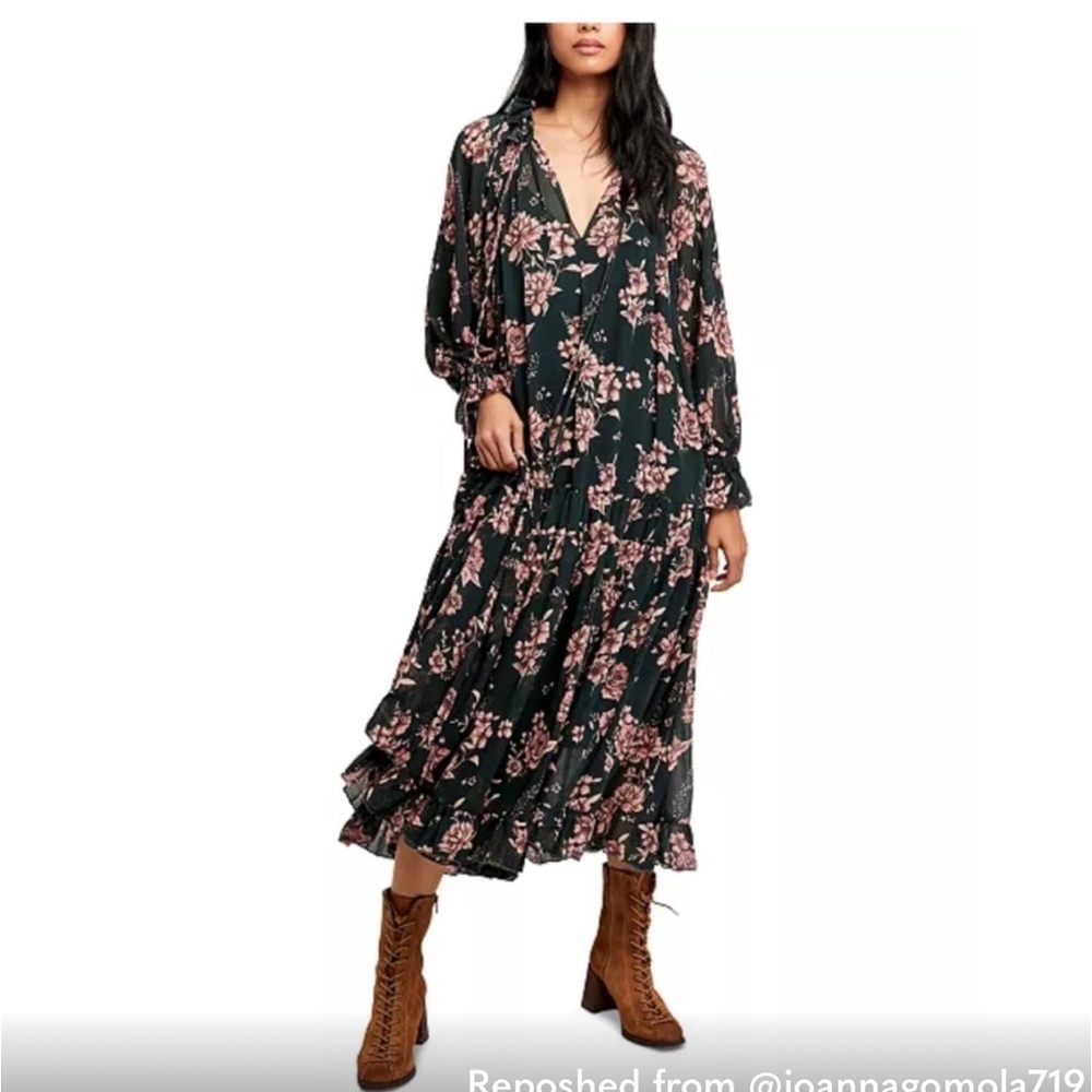 NWT Free People Feeling Groovy Forest Combo Midi Size S